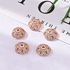 Eco-Friendly 6-Petal Flower Brass Micro Pave Cubic Zirconia Bead Caps LS-ZIRC-M098-01RG-FF-6