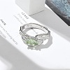 Horse Eye Glass Cubic Zirconia Cuff Rings RJEW-G337-17P-2