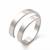 304 Stainless Steel Rectangle Open Cuff Ring for Women RJEW-B027-28P-1