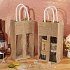 2-Slot Rectangle Linen Wine Storage Bags with Handle ABAG-WH0046-28B-5