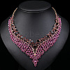 Flower Zinc Alloy Rhinestone Chain Necklaces & Stud Dangle Earrings Sets WG08719-01-3