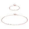 1 Set Brass Heart Link Chain Bracelets & Necklace SJEW-TA0001-04-1