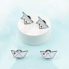 4Pcs 2 Style Origami Plane & Ship with Heart Enamel Pin JEWB-LS0001-37-4