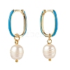 Brass Enamel Huggie Hoop Earrings EJEW-JE04530-3