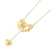 Ion Plating(IP) 304 Stainless Steel Bowknot & Heart Pendant Necklaces for Women NJEW-K276-14G-1