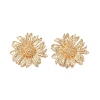 Flower Alloy Stud Earrings for Women EJEW-A112-08KCG-2