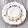 Brass Enamel Round Beads Charm Bracelets for Women BJEW-D317-11A-PG-1