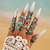 14Pcs 14 Styles Synthetic Turquoise Finger Rings PW-WG86BD8-01-1