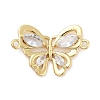 Rack Plating Brass Pave Cubic Zirconia Butterfly Connector Charms KK-Z064-36G-01-1