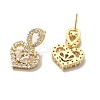 Cubic Zirconia Heart Stud Earrings EJEW-C057-14G-06-2