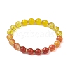 8.5mm Round Natural Quartz Crystal & Carnelian & Dyed Malaysia Jade Beaded Stretch Bracelets for Women BJEW-TA00509-1