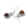 Natural Tiger Eye Gourd Dangle Earrings with Crystal Rhinestone EJEW-A092-04P-08-3