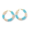 Porcelain Beaded Huggie Hoop Earrings for Women EJEW-C003-01E-RS-1