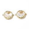 Eco-Friendly Rack Plating Brass Pave Clear Cubic Zirconia Connector Charms with White Shell KK-F845-02G-2