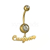 316L Surgical Stainless Steel Crystal Rhinestone Customized Letter Dangle Bell Rings WG2E06F-02-4