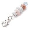 Natural Aquamarine & Pink Opal & Howlite Chips Pendant Decoration HJEW-JM02304-01-5