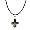 Glass Seed Cross Pendant Necklaces NJEW-MZ00025-04-1