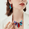Leaf Alloy with Imitation Leather Pendant Necklace & Stud Dangle Earring SJEW-CL0001-02-5