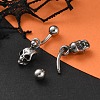 Skull 316 Surgical Stainless Steel Dangle Belly Button Rings EJEW-G416-05AS-2