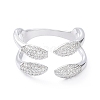 Clear Cubic Zirconia Snake Open Cuff Rings RJEW-G287-02P-2