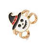 304 Stainless Steel with Enamel Cuff Rings for Women RJEW-Z116-01G-05-2