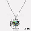 304 Stainless Steel Pave Natural Paua Shell Heart Pendant Necklaces QU9586-1-1