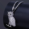 Alloy Full Crystal Rhinestone Owl Pendant Rope Chain Necklaces for Unisex WG4DB42-02-1