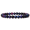 Synthetic Rainbow Tiger Eye Round Beaded Stretch Bracelet SF8562-6-1-1