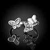 Exquisite Brass Czech Rhinestone Butterfly Cuff Rings RJEW-BB02118-6B-2