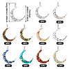 10Pcs Moon Alloy Natural & Synthetic Gemstone Pendants PALLOY-TAC0147-4