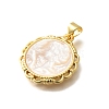 Brass with Natural Shell Carved Pendants KK-Z091-05G-01-2