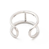 Clear Cubic Zirconia Initial Letter Open Cuff Ring RJEW-A012-01P-I-3