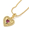 Brass Pave Cubic Zirconia Peach Heart Pendant Necklaces for Women NJEW-Q346-03G-02-1