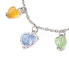 Acrylic Heart Charm Bracelets BJEW-JB11442-3