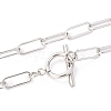 304 Stainless Steel Paperclip Chain Necklaces NJEW-H305-10P-2