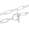 Non-Tarnish 304 Stainless Steel Paperclip Chain Necklaces NJEW-H305-10P-2