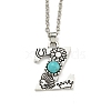 Letter A~Z Antique Silver Plated Alloy with Synthetic Turquoise Pendant Necklaces NJEW-G080-01Z-1