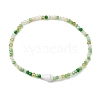 Natural Trumpet Shell & Glass Beads Stretch Bracelets BJEW-JB110105-3