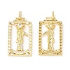 Rack Plating Brass Micro Pave Clear Cubic Zirconia Pendants ZIRC-I058-20G-2