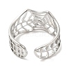 Non-Tarnish 304 Stainless Steel Hollow Spider Web Open Cuff Ring for Women RJEW-M149-25P-2