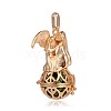 Golden Plated Brass Hollow Round Cage Pendants KK-J249-01G-2