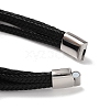 Men's Braided Black PU Leather Cord Multi-Strand Bracelets BJEW-K243-10P-4