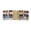 4mm Round Natural Mixed Stone & Non-magnetic Synthetic Hematite Beaded Stretch Bracelets BJEW-JB10682-1