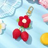 Handmade Crochet Cotton Cherry Flower Hanging Ornaments HJEW-JM02667-03-1