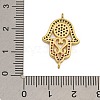 Rack Plating Brass Micro Pave Cubic Zirconia Religion Hamsa Hand Connector Charms KK-C074-55G-01-3