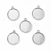 Tibetan Style Antique Silver Alloy Flat Round Pendant Cabochon Settings TIBEP-M022-28AS-2