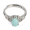 Oval Natural Amazonite Adjustable Rings RJEW-Q819-01P-01-3