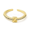 Clear Cubic Zirconia Initial Letter Open Cuff Ring RJEW-H120-09G-Z-2