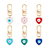 DICOSMETIC 6Pcs 6 Colors Heart with Evil Eye Alloy Enamel Pendant Decoration KEYC-DC0001-27-8