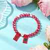 Glass Faceted Rondelle Beaded Stretch Bracelets for Women BJEW-MZ00065-04-2